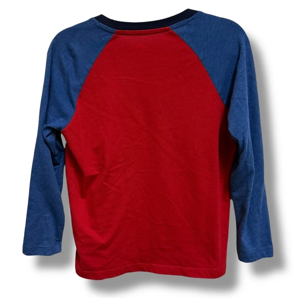 Old Navy Boys Red Blue Raglan‎ Baseball Long Sleeve Tee Shirt S 6-7